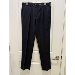 Giorgio Fiorelli Mens Navy Blue Slim Fit Flat Front Dress Pants Size 34 Superlux
